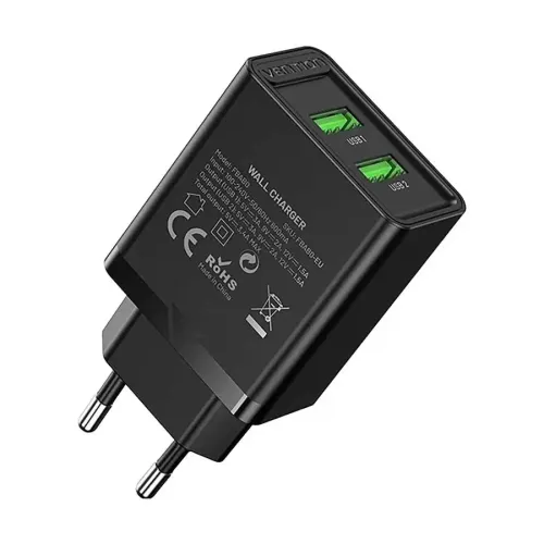 VENTION FBAB0-EU Two-Port Type-A 18W Wall Charger Adapter VENTION FBAB0-EU Two-Port Type-A 18W Wall Charger Adapter