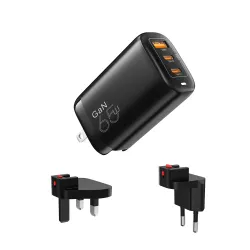 Vyvylabs GAN65FST-02 GaN Fast Charger 65W A+2C Adapter (US+EU+UK plug)