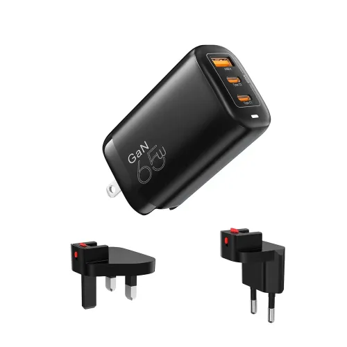 Vyvylabs GAN65FST-02 GaN Fast Charger 65W A+2C Adapter (US+EU+UK plug)
