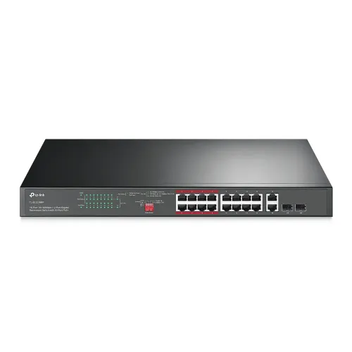 TP-Link TL-SL1218MP 16-Port 10/100 Mbps + 2-Port Gigabit Rackmount Switch with 16-Port PoE+ TP-Link TL-SL1218MP 16-Port 10/100 Mbps + 2-Port Gigabit Rackmount Switch with 16-Port PoE+