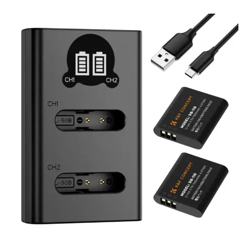 K&F Concept Ricoh DB-110 Dual Battery with Dual-Slot Charger Set