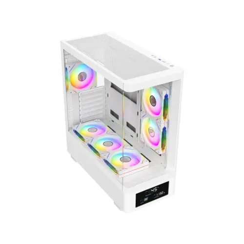 T-Wolf Spector ARGB Curved ATX Gaming Casing with Display White