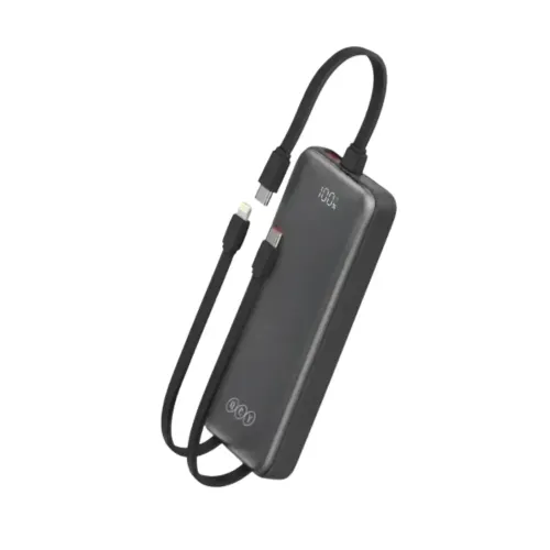 QCY Pulse PB10H 10000mAh 22.5W Power Bank with Built-in Cables