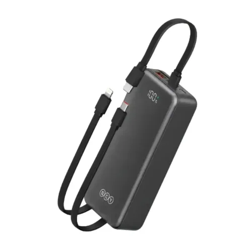 QCY Pulse PB30B 30000mAh 22.5W Power Bank with Built-in Cables