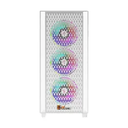 PC Power Flow White Light Mesh Mid Tower Gaming Casing PC Power Flow White Light Mesh Mid Tower Gaming Casing