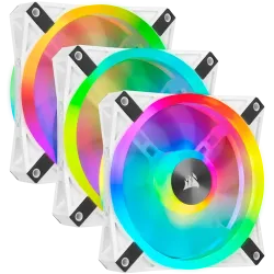 Corsair iCUE QL120 RGB 120mm PWM White Case Fan Triple Fan Kit with Lighting Node CORE