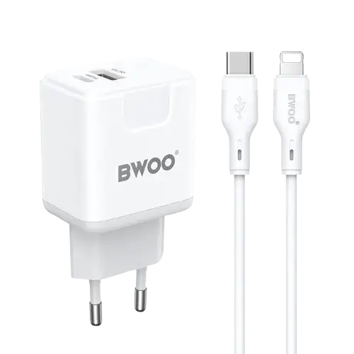BWOO BO-CDA157C-L 20W 2 Port Fast Charger Adapter With Cable