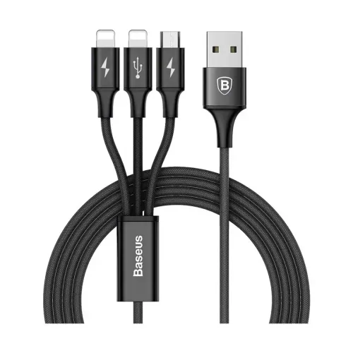 Baseus Rapid Series 3-in-1 Micro+Dual Lightning 3A Cable 1.2 Meter