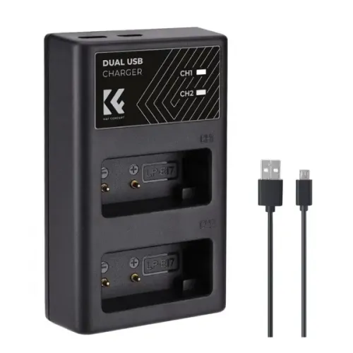 K&F Concept LP-E17 Dual Slot Battery Charger with Type-C Cable