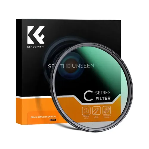 K&F Concept 52mm 2-in-1 Black Diffusion/Black Mist 1/4 with CPL Camera Lens Filter