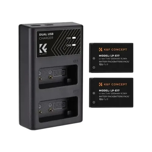 K&F Concept LP-E17 Battery and Dual Slot Battery Charger Kit