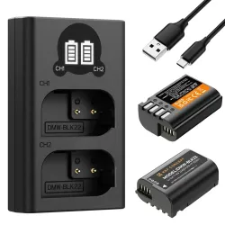 K&F Concept DMW-BLK22 2400mAh Camera Battery and Dual Slot Charger Kit