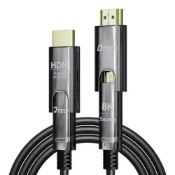 Dtech DT-HF3025 25 Meter Type-D to Type-A Dual Connector Fiber Optic HDMI Cable