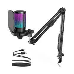 FIFINE AmpliGame A6T RGB USB Condenser Microphone With Boom Arm