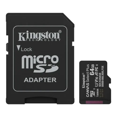 Kingston Canvas Select Plus 64GB UHS-I microSDXC Memory Card With SD Adapter
