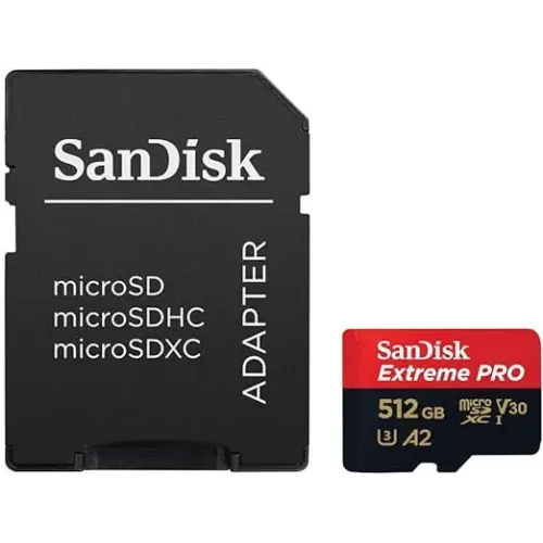 Sandisk Extreme PRO 512GB 200mbps MicroSDXC UHS-1 Memory Card With Adapter (SDSQXCD-512G-GN6MA)